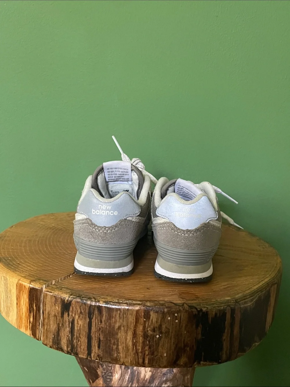 New Balance Kids Taupe and White Low-Top Sneakers